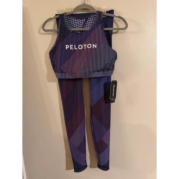Peloton Other - Peloton x WITH Wear It To Heart Striped Sports Bra L and Leggings S Set Purple